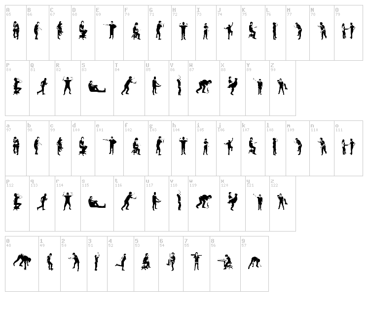 Accion Dingbat Tipografia font map
